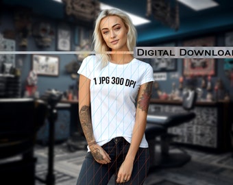 Maqueta de camiseta Bella Canvas para mujer / Camiseta en blanco y negro (Descarga digital PNG)
