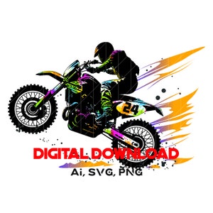 pilota di motocross Svg / Cricut & Silhouette / Racing Svg / Car Clipart / Moto / Eps / Motocross Clipart / Vector / Ai / Svg / Png
