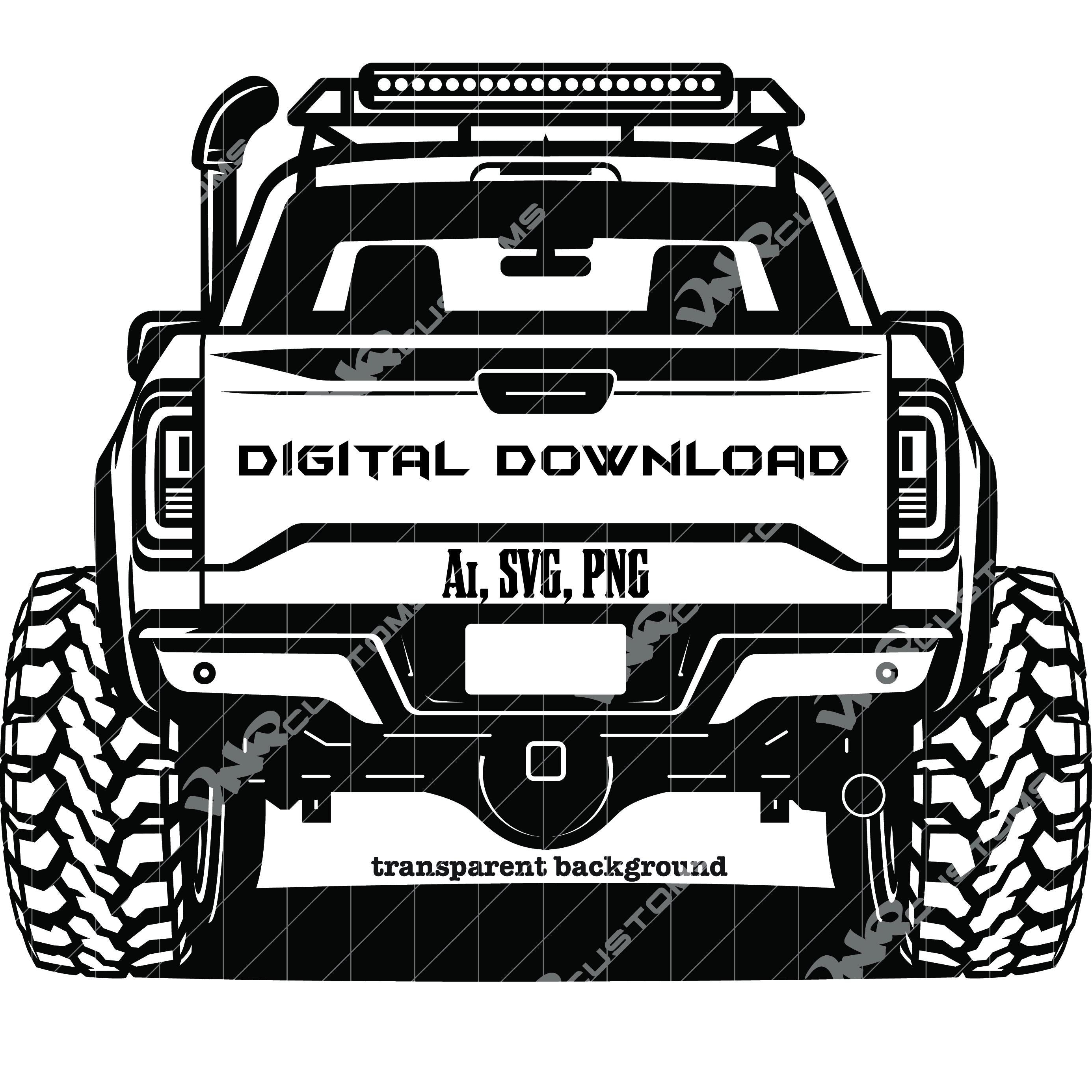 Lifted Off-road Truck SVG | Rear View, 2 Variations (digital Download ...