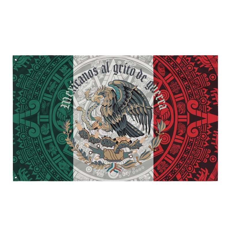 Aztec Mexican Eagle Flag | Vibrant Polyester Banner - Etsy