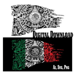 Mexico svg, Mexican flag SVG File, Aztec Calendar SVG, Mexican art,  laser engraving file, Bandera Mexicana  png, Mexican Sublimation Design