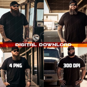 Plus size Tattooed Mockup Bundle,Plus size T-Shirts, Men Mockups with Tattoos, Manly and Aesthetic Mockups, Gildan and Bella Canvas Tees png