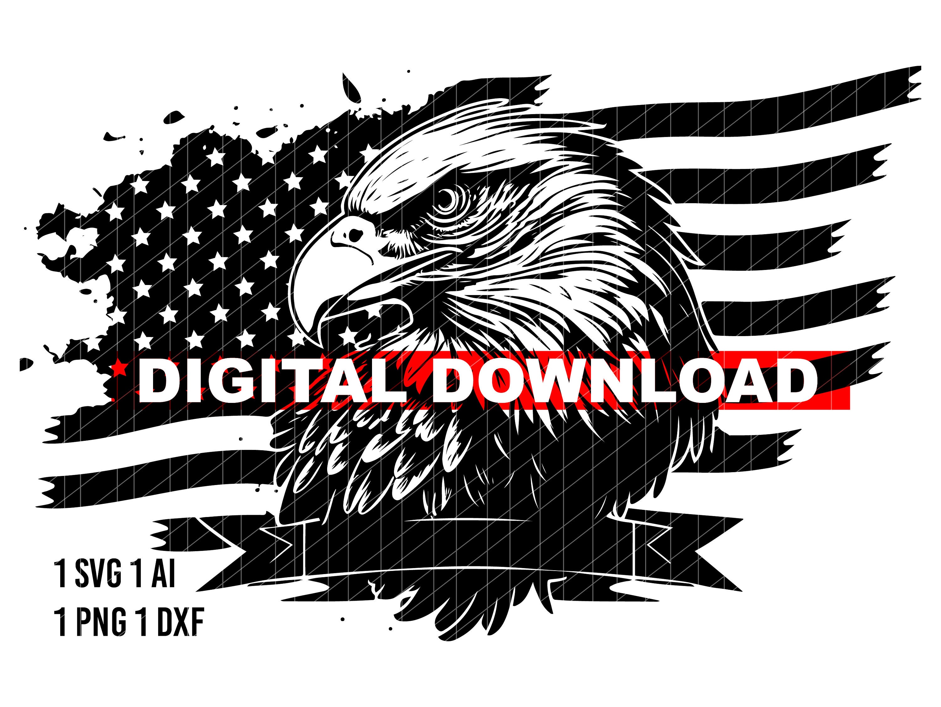 Patriotic Eagle and Flag SVG, USA Distressed Flag With Eagle SVG Design ...