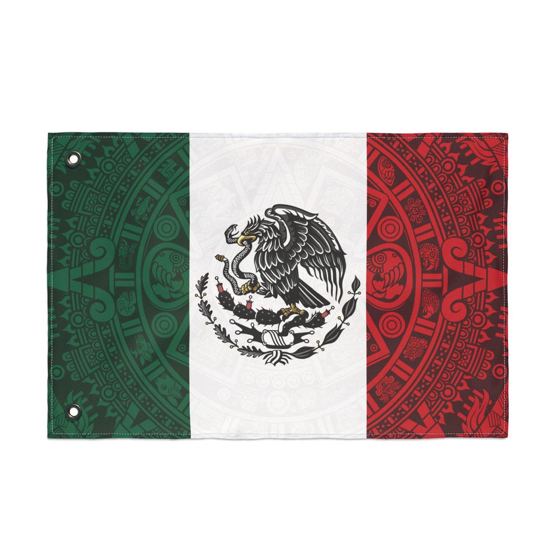 Aztec Mexican Flag Double Sided Flag | Patriotic Home Decor - Etsy