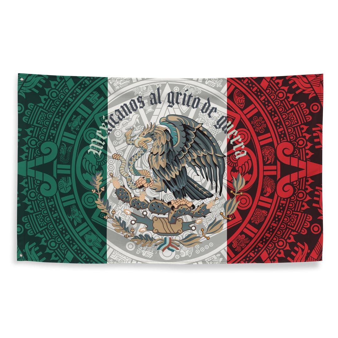 Aztec Mexican Eagle Flag | Vibrant Polyester Banner - Etsy