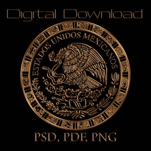 Sello De Mexico oro, Aguila Mexicana, Águila Mexicana, Águila Dorada, PSD, Pdf Png Archivos Digitales