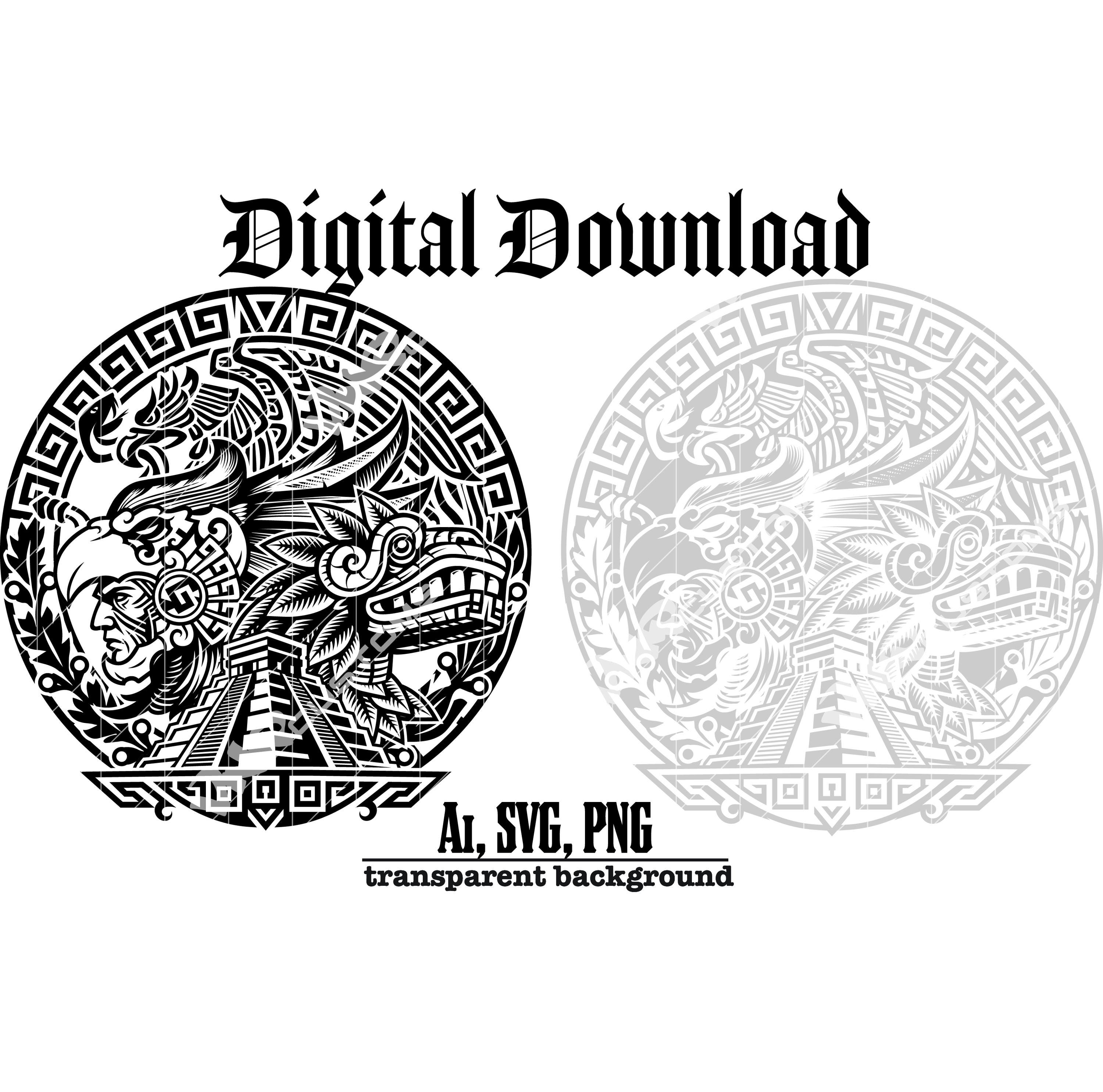 Aztec Mexico SVG PNG AI Aztec Calendar Eagle Jaguar Vector Mexican ...