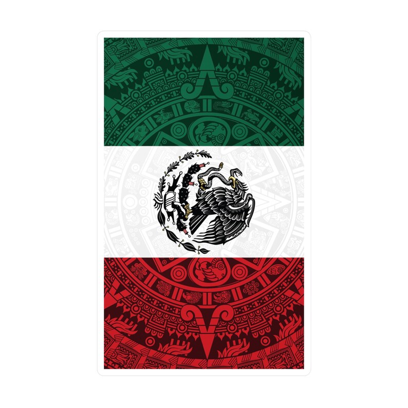 Mexican Flag Aztec Pattern Kiss-cut Vinyl Decal | Mexico Flag Sticker ...