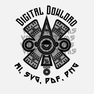 Mayan Symbol Tattoo SVG, Illustration Aztec SVG File, Laser File, High Detail, Aztec Calendar SVG, Eye of the ancient mayan culture.svg