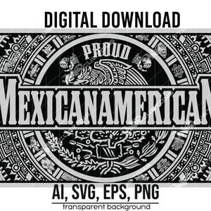 Fiero messicano americano SVG / Bandiera azteca / Stile Chicano Download digitale / File Ai SVG EPS PNG / Sfondo trasparente