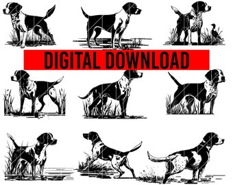 Pointer Hunting Dog SVG Clipart, Dad Gift (Digital Download)