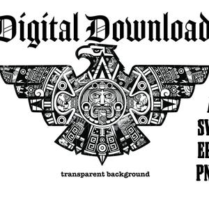 aztekischer mexikanischer Adler SVG-Datei, aztekischer Kalender SVG, mexikanische Kunst, Lasergravurdatei, Bandera Mexicana png, mexikanische Sublimationsdesign