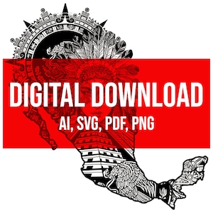 Mexikanische Azteken Karte Version 2 SVG-Datei, High Detail, Azteken-Kalender SVG, Lasergravur-Datei, mexikanische Zustandsdatei, mexikanisches Sublimationsdesign