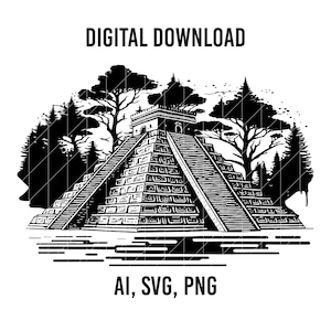 Chichen itza Piramide, Mexique Chichen itza SVG , Calendrier aztèque SVG, fichier de gravure laser, fichier d’état mexicain, conception de sublimation mexicaine
