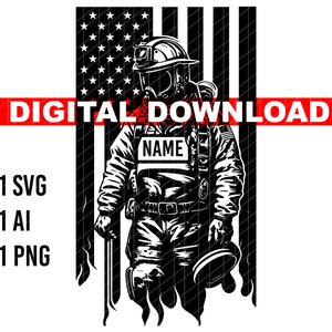 Firefighter US flag 3  Art Svg,Ai,Dxf,Png, US Flag and Eagle Svg,  Distressed Flag with Eagle SVG, Cricut and Silhouette Eagle Flag