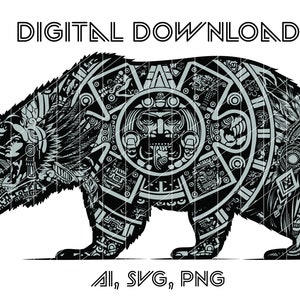 Bandeira do estado do urso da Califórnia, arquivo de arte asteca da Califórnia, alto detalhe, arquivo de gravação a laser do calendário asteca, design de sublimação