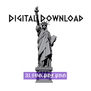Senhora da Estátua da Liberdade, Clip Art a laser CNC, Estátua da Liberdade, Símbolo de Nova York, Download instantâneo, svg, Ai, pdf, png, Cricut Silhouette,
