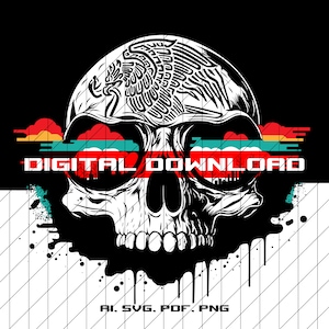 Mexican Skull SVG, Aztec SVG File, Laser File, High Detail, Aztec Calendar SVG, Day Of The Dead Skull
