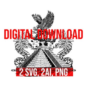 Chichen Itza Pyramide SVG, Azteken-Kalender-Datei (Digitaler Download)