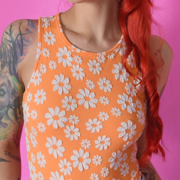 Deadstock 90s Raised Floral Leotard FREE SHIPPING