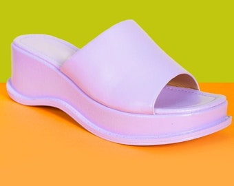 Deadstock Y2K Slide on Platform Mule Sandals Baby Blue - Etsy