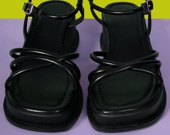 platform black sandals 90s