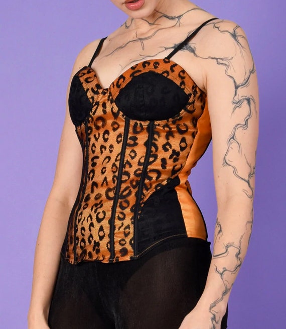 Deadstock Stretchy Y2K Leopard Corset - image 1
