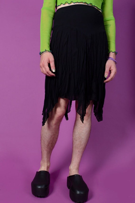 Deadstock Y2K Asymmetrical Chiffon Midi Skirt