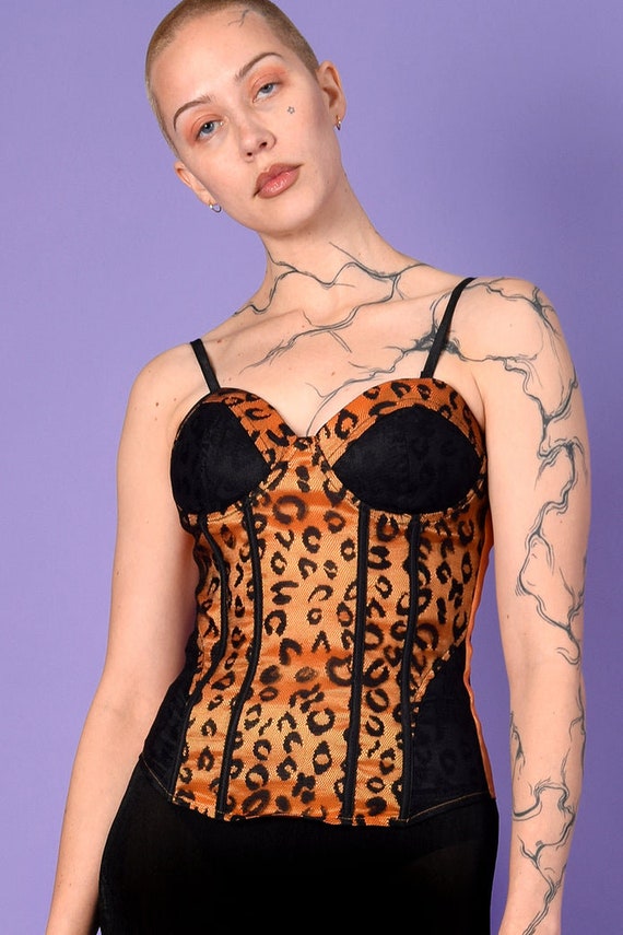 Deadstock Stretchy Y2K Leopard Corset - image 3