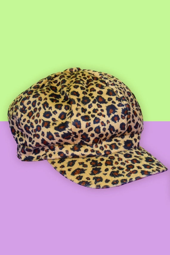 Deadstock Fuzzy Leopard Newsboy Cap 