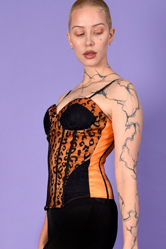Deadstock Stretchy Y2K Leopard Corset - image 4