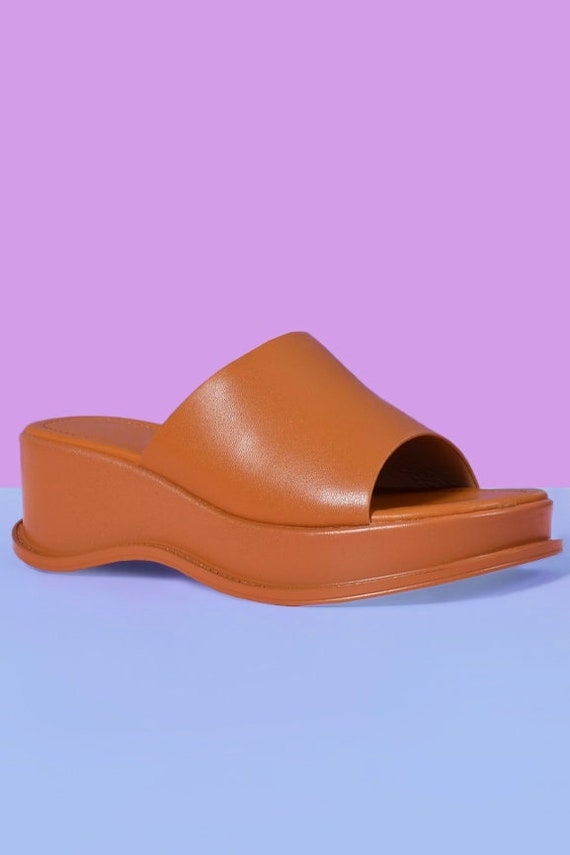 Deadstock Y2K Slide on Platform Mule Sandals - Co… - image 1