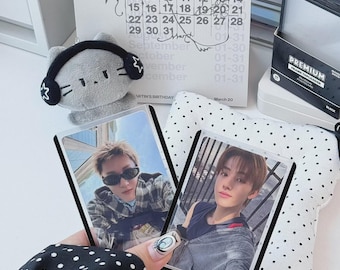 PVC-FREE Black Kpop Photocard Toploaders (35PT) + Protective Film | Colored Toploader for Deco Photocard Trading Card Protector