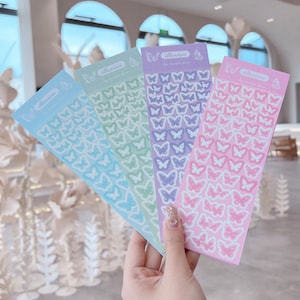 Pastel Butterflies Sheet, Polco Stickers, Korean Aesthetic, Kpop Toploader Stickers, Kpop, Toploader Deco, Photocard Deco