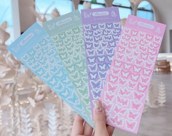 Pastel Butterflies Sheet, Polco Stickers, Korean Aesthetic, Kpop Toploader Stickers, Kpop, Toploader Deco, Photocard Deco