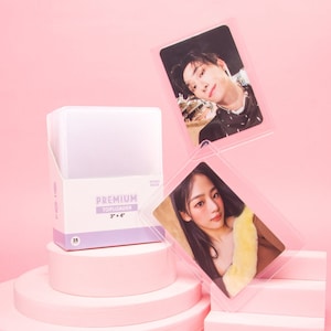 Cargadores superiores transparentes para tarjetas fotográficas Kpop de 3x4 pulgadas (35PT) + película protectora en ambos lados para Toploader Deco Photocard Trading Game Protective