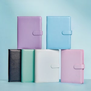Carpeta con foto de Kpop A5, hojas rellenables de cuero PU, organizador de 6 anillas con 10 páginas de bolsillo y 1 juego de tapas traseras