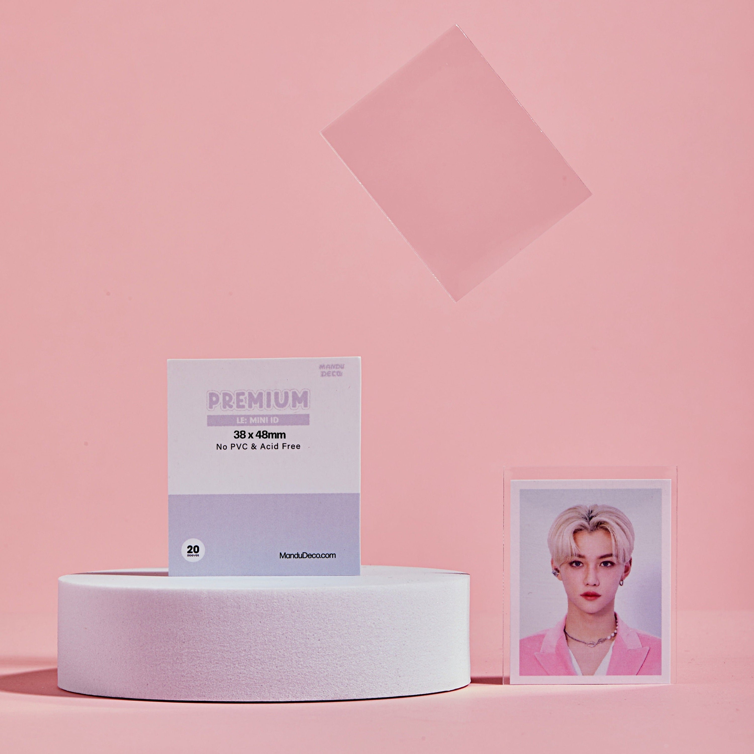 Mandu Deco Premium Thick Mini ID Card Sleeves | Hard Kpop Photocard Sleeve | Card Protector NO PVC and Acid Free Sleeve | 20 Pack