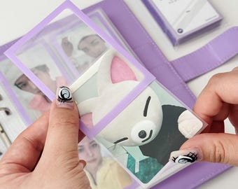 Premium Lilac Frame Photocard Sleeves 61x91mm, See Both Sides, PVC and Acid Free, Double Sleeve, Kpop Photocard (50 Pack)