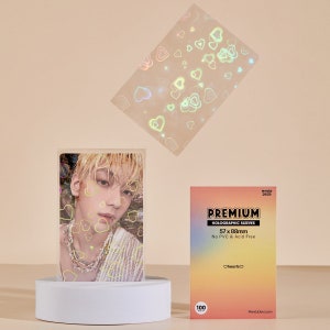 Holografische dikke fotokaartkaarthoes met hart | Hard Kpop-fotokaarthoesje | Kaartbeschermer GEEN PVC en zuurvrije hoes