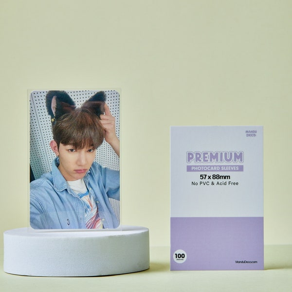 Mandu Deco Premium Thick Photocard Card Sleeves | Hard Kpop Photocard Sleeve | Card Protector NO PVC and Acid Free Sleeve | 100 Pack