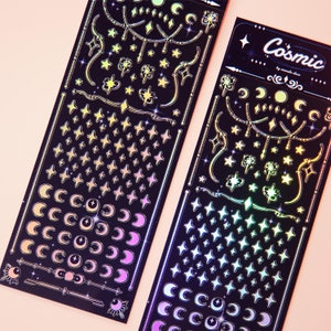 Cosmic Stars Moon Holo Foil Sticker Sheet, Polco Stickers, Kpop Toploader Stickers, Diary Deco, Kpop, Toploader Deco, Photocard Deco