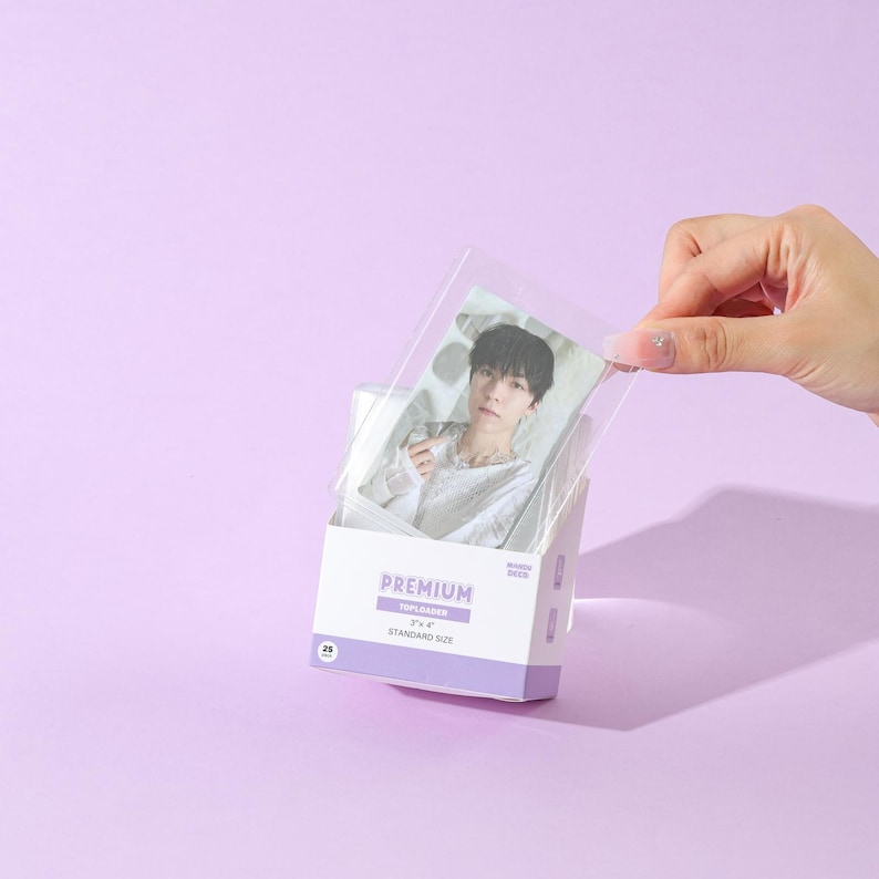 3x4” PVC-FREE Clear Kpop Photocard Toploaders (35PT) + Protective Film on Both Sides for Toploader Deco Photocard Trading Game Protective image 3