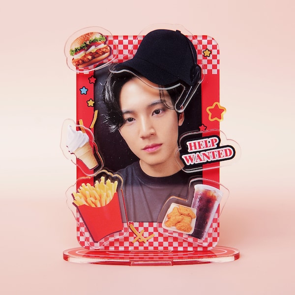 Espositore in acrilico per foto Kpop da lavoratore del fast food, per cena tra ragazze