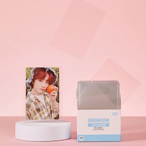 Cartoncini personalizzati trasparenti Kpop con caricamento dall'alto (35PT) + pellicola protettiva su entrambi i lati per il gioco di scambio di fotocard deco con caricamento dall'alto.