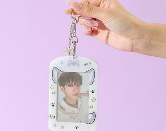 Wolf Acrylic Photocard Holder with Keychain and Stand included Protective Case Card