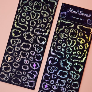 How Sweet Bubble Holo Foil Sticker Sheet, Polco Stickers, Kpop Toploader Stickers, Diary Deco, Kpop, Toploader Deco, Photocard Deco