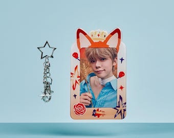 Fox Acrylic Photocard Holder with Keychain and Stand included Protective Case Card