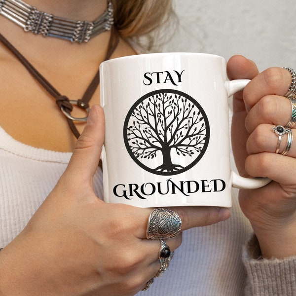 Earthing Grounded Gift Mug Grounding Energy Root Healing Nature Outdoors Climate Earth Coffee Mug Gifts for Her and Him Calming Meditation