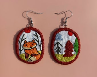 Embroidery handmade earrings